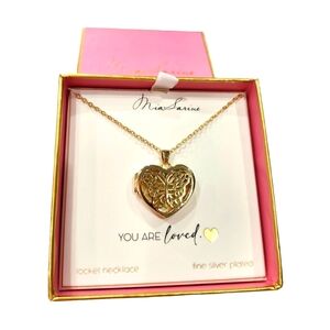 Mia Sarine Silver Plated Butterfly Heart Locket In Gold Color